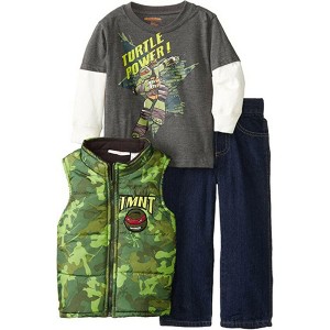 Nickelodeon Toddler Boys' 3-Piece Teenage Mutant Ninja Turtles Vest, Shirt & Pant Set - 1 of 4