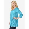 Woman Within Women's Plus Size Perfect Printed Three-Quarter-Sleeve V-Neck Tunic - 3 of 4