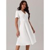 INSPIRE CHIC Women's Summer Wrap V Neck Puff Short Sleeve Midi Swing Dress with Pockets - 2 of 4