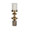 Metal Pillar Candle Holder with Glass Hurricane - Glam Style Candle Stand - Marble Base for Home, Office, Living Room & Bedroom - 2 of 4