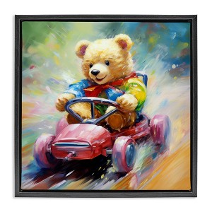 Stupell Industries Teddy Bear on Go Kart, 18" x 18" - 1 of 4