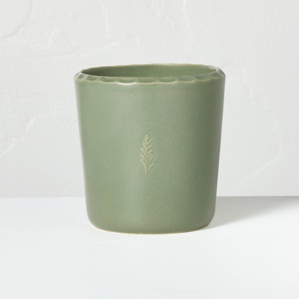 Ceramic Lemon and Cedar Jar Candle Olive Green 6oz - Hearth & Hand™ with Magnolia