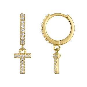 Junior Jewels 14K Gold Over Sterling Silver Cubic Zirconia Initials Drop Earrings - 1 of 2