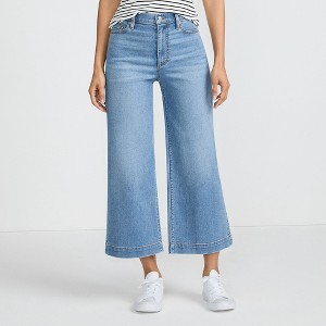 Lands' End Women's Recover Denim High Rise Wide Leg Crop Jeans - 1 of 4