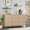 Jojoka Buffet Cabinet with Storage, Sideboard with 3 Drawers & 2 Doors, Adjustable Shelf, Natural Wood Console for Entryway, Hallway, Living Room - 2 of 4