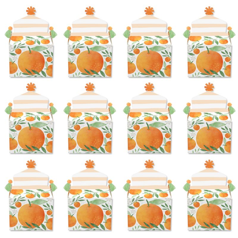 Big Dot of Happiness Little Clementine - Treat Box Party Favors - Orange Citrus Baby Shower or Birthday Party Goodie Gable Boxes - Set of 12, 5 of 9