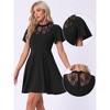 Allegra K Women's Lace Mesh Short Sleeve Ruffle Neck High Low Gothic Dress - 2 of 4