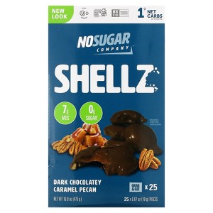 No Sugar Company Shellz, Dark Chocolatey Caramel Pecan, 25 Pieces, 0.67 oz (19 g) Each - 1 of 3