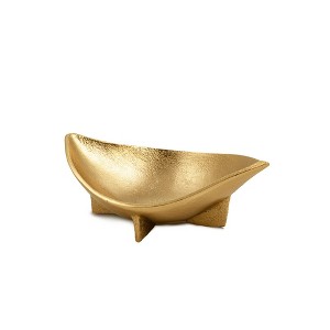 HomeRoots 12" Gold Aluminum Oval Eye Shaped Centerpiece Bowl - 1 of 4