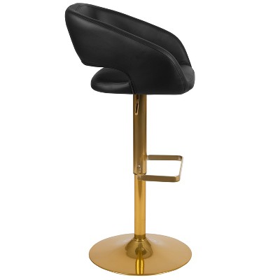 Erik 42'' Black Vinyl and Gold Modern Adjustable Barstool