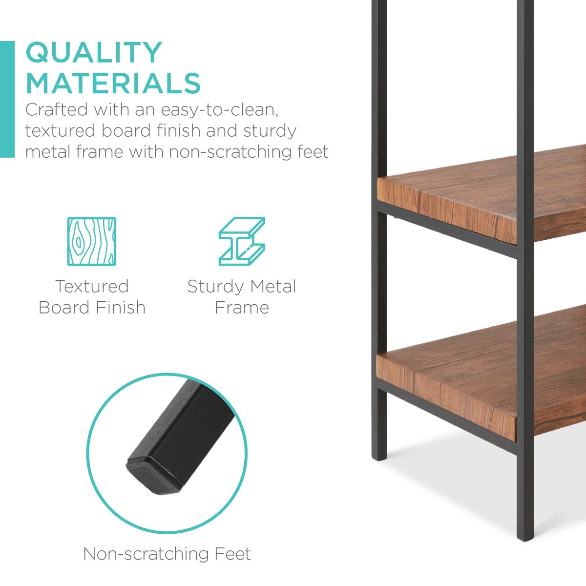 Best Choice Products 55in Industrial 4-Tier Console Table w/ Tall Shelves, Metal Frame - Brown - thumbnail 6