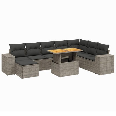 vidaXL Garden Sofa Set Grey
