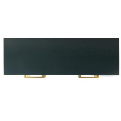 Estelle Transitional Teal 6-Drawer Dresser with Brass Accents