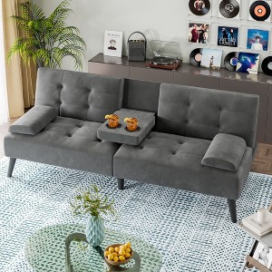 Celebalcony 64.2" Convertible Futon Upholstered Sofa Bed - 1 of 4