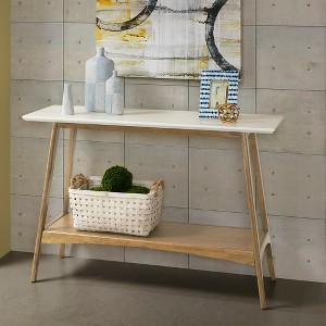 NicBex Console Table with Open Bottom Storage Shelf,Minimalist Entryway Table with Off-white Tops,Modern Couch Table for Living Room,Off-White+Ntural - 1 of 4