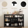 Jojoka 52" Rattan Sideboard Buffet Cabinet with Storage and Wine Racks, Farmhouse Kitchen Buffet Cabinet with Drawer, Coffee Bar with Open Shelves - 3 of 4