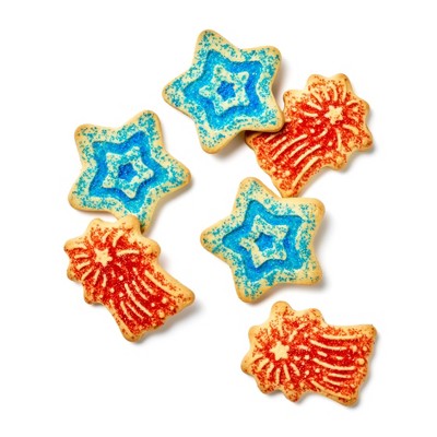 Patriotic Shaped Red White & Blue Sugar Cookies Tub - 10oz - Favorite Day™