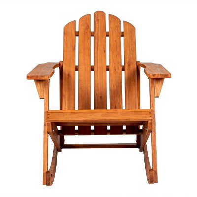 Light Brown Acacia Wood Adirondack Rocking Chair