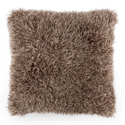 Hastings Home Oversized Luxury Square Plush Floor or Throw Pillow with Faux Fur for Bedroom, Living Room, or Dorm - Mocha