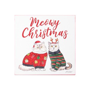 Gallerie II Meowy Christmas Wall Art 8 x 8 x 1 Inches. - 1 of 3