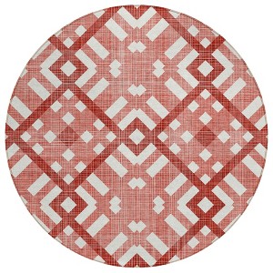 Red And Ivory Geometric Washable Indoor Outdoor Area Rug - 1 of 4