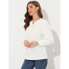 Allegra K Women's Casual Cut Out Keyhole Collared Long Sleeves Solid Tops - 4 of 4