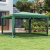 vidaXL Green Party Tent 13.1'x13.1' with 4 Mesh Sidewalls – High-Density Polyethylene HDPE and Iron Frame for Outdoor Events, BBQs, Weddings - 2 of 4