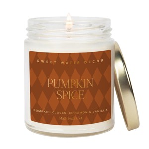 Sweet Water Decor Pumpkin Spice Patterned 9oz Clear Candle - 1 of 3