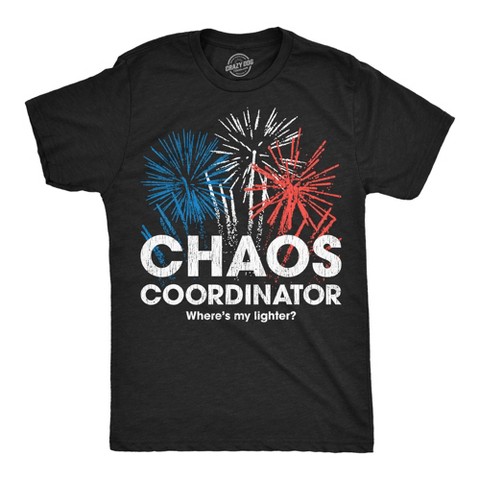 Мужские футболки Crazy Dog T-Shirts, Inc. Mens Funny T Shirts Chaos Coordinator Fireworks Fourth Of July Tee For Men - Crazy Dog Men's T Shirt For Fourth Of July Black M