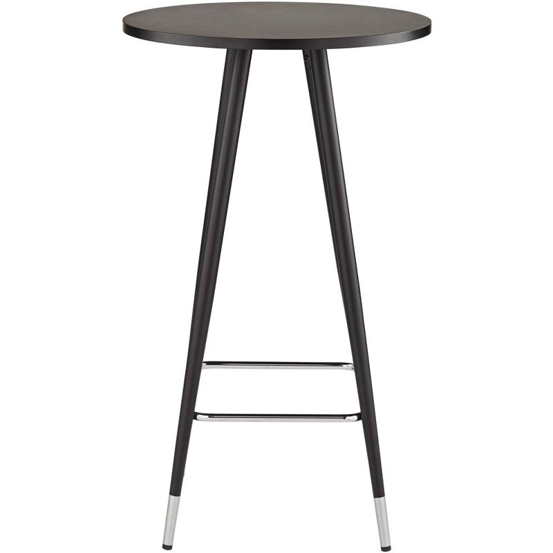 Studio 55D Elba Modern Wood Round Pub Table 18" Wide Matte Black Silver Chrome Footrest for Spaces Living Room Bedroom Bedside Entryway House Office, 5 of 9