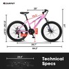 FIONECA 24 inch Mountain Bike for Teenagers Girls Women, Shimano 21 Speeds with Dual Disc Brakes and 100mm Front Suspension, White/Pink - 2 of 4