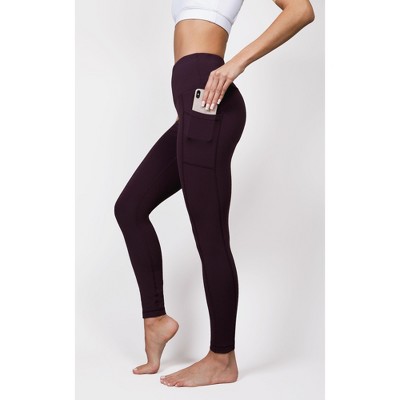 Yogalicious High Waist Ultra Soft Ankle Length Leggings with Pockets -  Mauve Wine Nude Tech - Small 