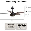 Siljoy 52 Inch Ceiling Fans with Lights and Remote Control, Farmhouse Ceiling Fan for Bedroom Living Room and Patio, Black - 2 of 4