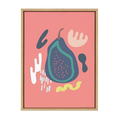 18" x 24" Sylvie Abstract Fruit Pink Framed Canvas by Queenbe Monyei Natural - Kate & Laurel All Things Decor