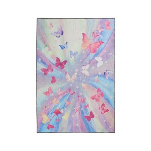 Butterfly Non-Slip Kids Playroom Nursery Washable Indoor Area Rug by Blue Nile Mills - 1 of 4