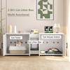 55 Inch Cat Litter Box Enclosure for 2 Cats, Large Hiddden Litter Box Enclosure Furniture 3-in-1 Wooden Cat Washroom Furniture with Barn Door White - 2 of 4