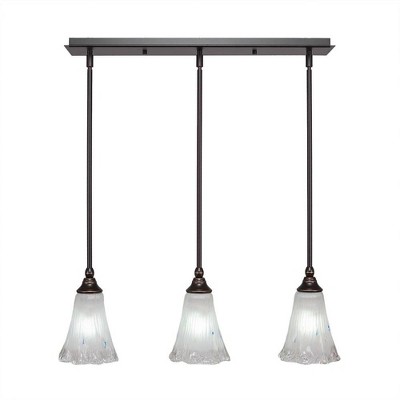 Toltec Lighting Any 3 - Light Chandelier in  Dark Granite with 5.5" Fluted Frosted Crystal Shade