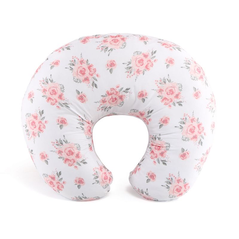 The Peanutshell Nursing Pillow for Breastfeeding, Pink Floral, 1 of 9