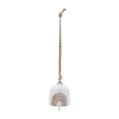 4" White and Beige Ceramic Rainbow Hanging Bell