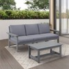 Hyleory Modern HDPE 3-Seater Sofa Set with Removable Soft Cushions and Wide Slat Coffee Table - Durable Weather-Resistant Easy-Clean Design - 3 of 4