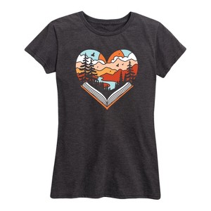 Women's - Instant Message - Open Book Heart Short Sleeve Graphic T-Shirt - 1 of 4