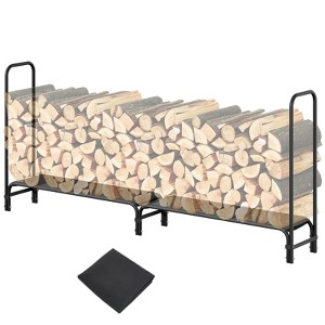 Heavy Duty Firewood Rack – Indoor/Outdoor Steel Tubular Holder w/ Waterproof Cover,Ventilated Base, Tool-Free Assembly - 1 of 4