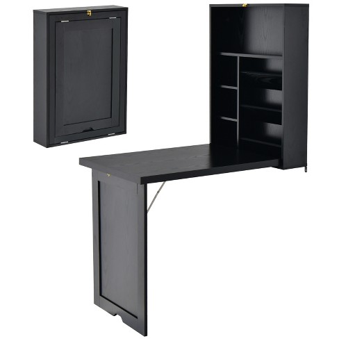 Wall mounted floating folding store computer desk