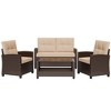Celebalcony 4 Piece Wicker Complete Patio Set With Cushions - 2 of 4