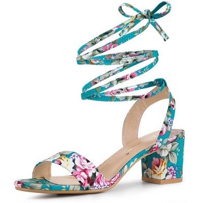 Allegra K Women's Block Heel Lace Up Heel Sandals