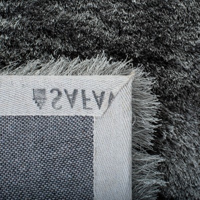 Gray 6' x 9' Hand-Tufted Shag Wool and Synthetic Rug