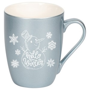 Elanze Designs Hello Winter Frosted Blue 10 ounce New Bone China Coffee Cup Mug - 1 of 4
