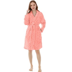 PAVILIA Short Robes for Women, Plush Soft Bathrobe Womens Lightweight, Fluffy Fuzzy Robe Knee Length, Shower Spa - 1 of 4