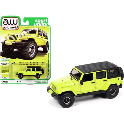 2017 Jeep Wrangler Sahara Unlimited w/Off-Road Wheels Hyper Green Sport Utility Ltd Ed 13424 pcs 1/64 Diecast Model Autoworld