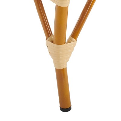 Natural Woven Faux Wicker and Aluminum Bar Stool with Arms